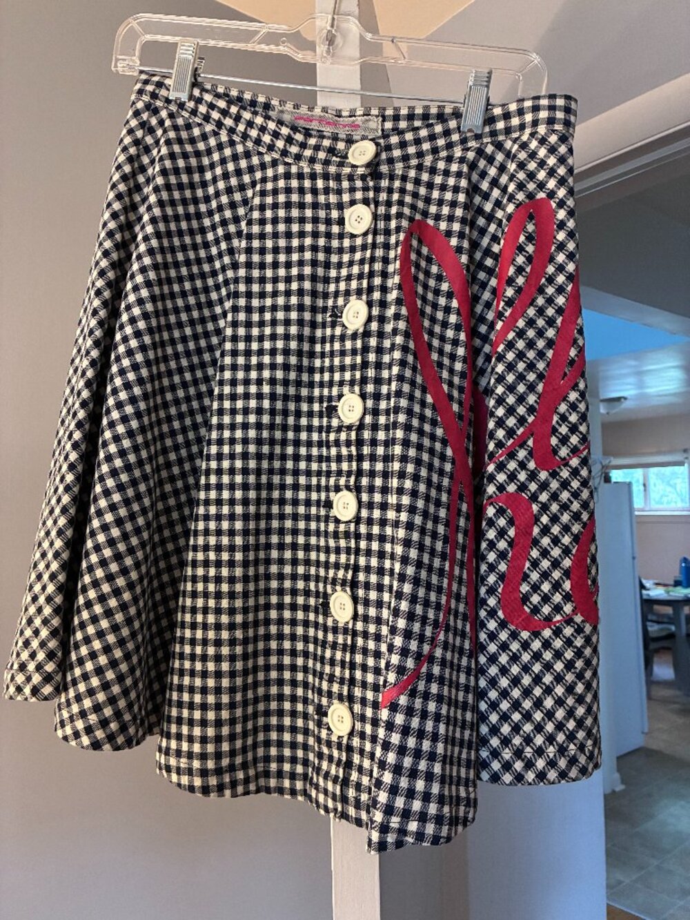 Rare Find! Moroccan Fornarina Blue and White "Follow Me" Gingham Skirt